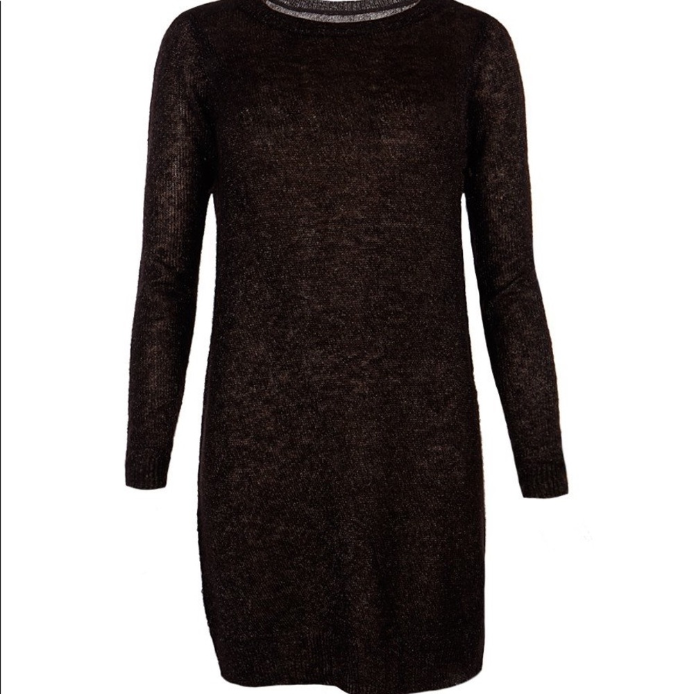 All Saints oversized black metallic stitching mohair blend Tear Dress